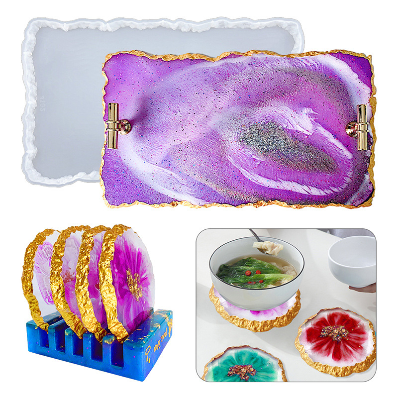 Serving Tray Mold - DM413 Drusy كوستر الراتنج قالب الجيود