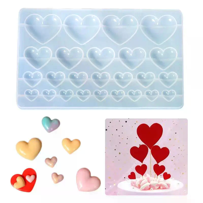 Resin Craft Workshop - قالب سيليكون على شكل قلب بثلاثة