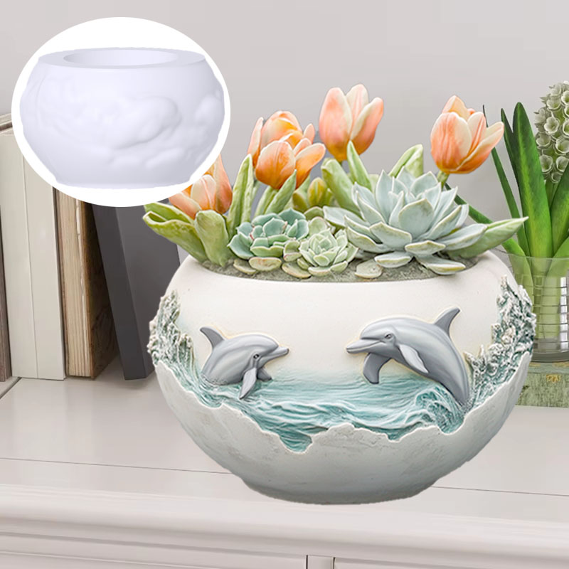زوجين دولفين الإغاثة نبات عصار - مراجعة Resin Ocean Wave Mold وسعره
