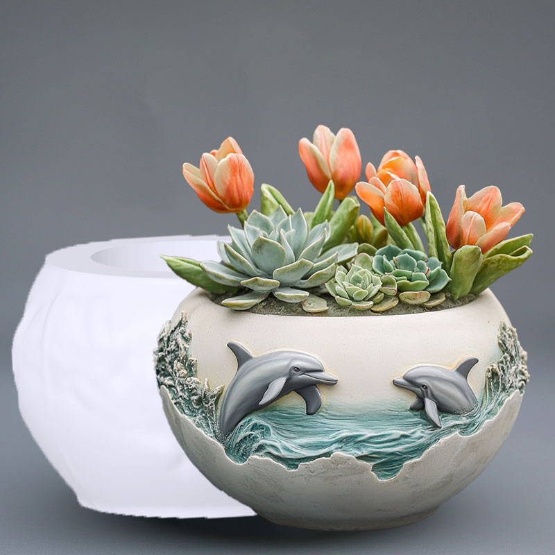زوجين دولفين الإغاثة نبات عصار - مراجعة Resin Ocean Wave Mold وسعره